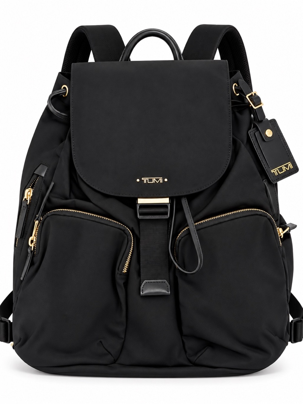 Tumi Black Nylon Backpack with Gold Hardware